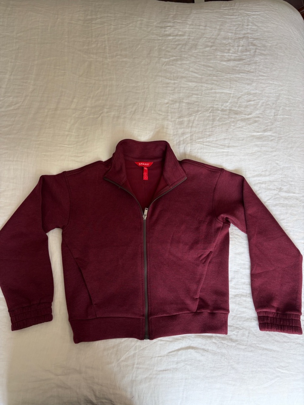 SPANX Maroon Zip-Up Sweatshirt